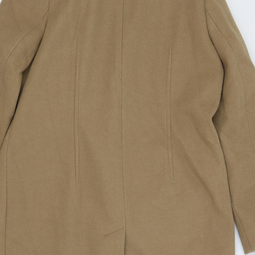 Marks and Spencer Womens Beige Overcoat Coat Size 14 Snap