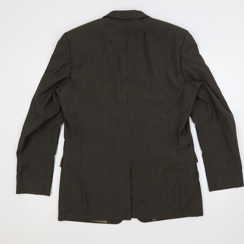 HUGO BOSS Mens Green Striped Viscose Jacket Blazer Size 42 Regular