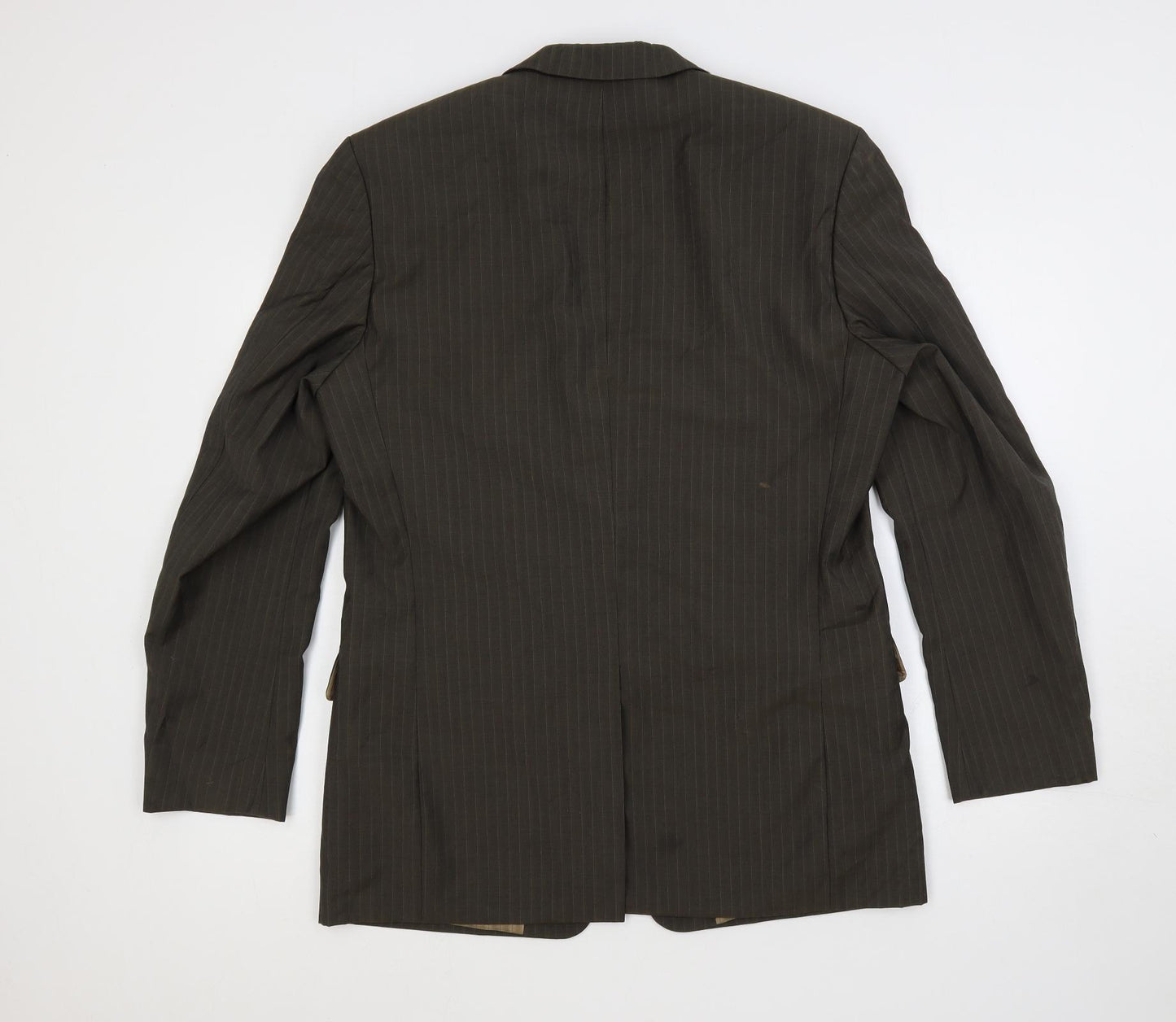 HUGO BOSS Mens Green Striped Viscose Jacket Blazer Size 42 Regular