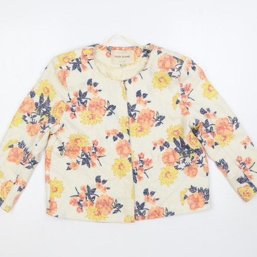 River Island Womens Ivory Floral Jacket Size 10 Zip