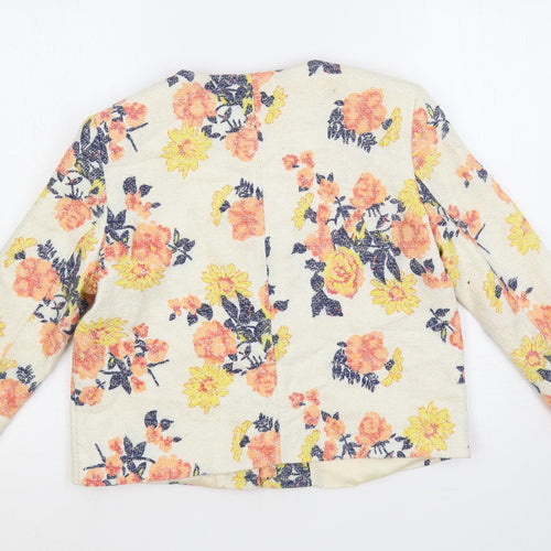 River Island Womens Ivory Floral Jacket Size 10 Zip