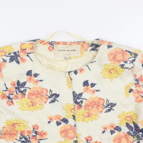 River Island Womens Ivory Floral Jacket Size 10 Zip