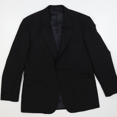 James Barry Mens Black Wool Tuxedo Suit Jacket Size 42 Regular