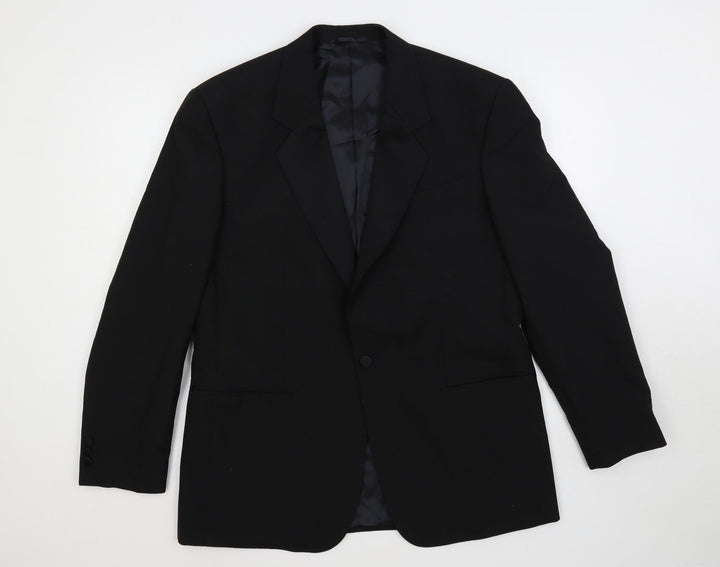 James Barry Mens Black Wool Tuxedo Suit Jacket Size 42 Regular