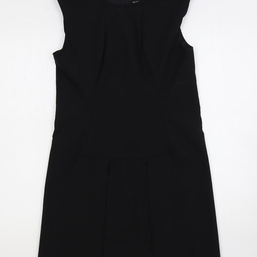 Scarlett Black Womens Black Polyester A-Line Size M Round Neck Zip
