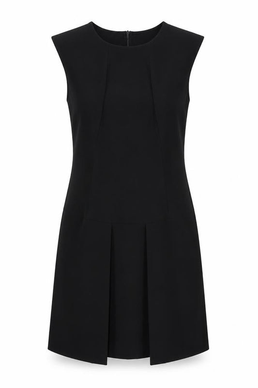 Front view of Scarlett Black women’s black polyester a-line, size M, round neck zip