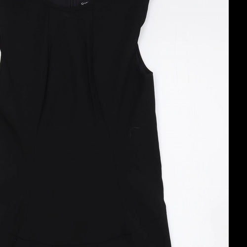 Scarlett Black Womens Black Polyester A-Line Size M Round Neck Zip