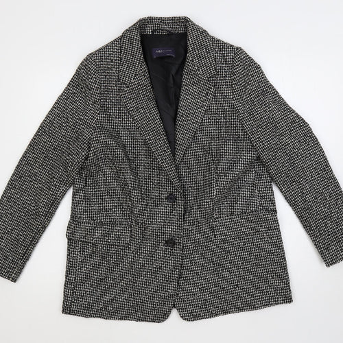 Marks and Spencer Womens Grey Geometric Jacket Blazer Size 14 Button