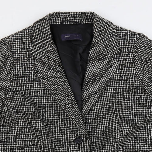Marks and Spencer Womens Grey Geometric Jacket Blazer Size 14 Button