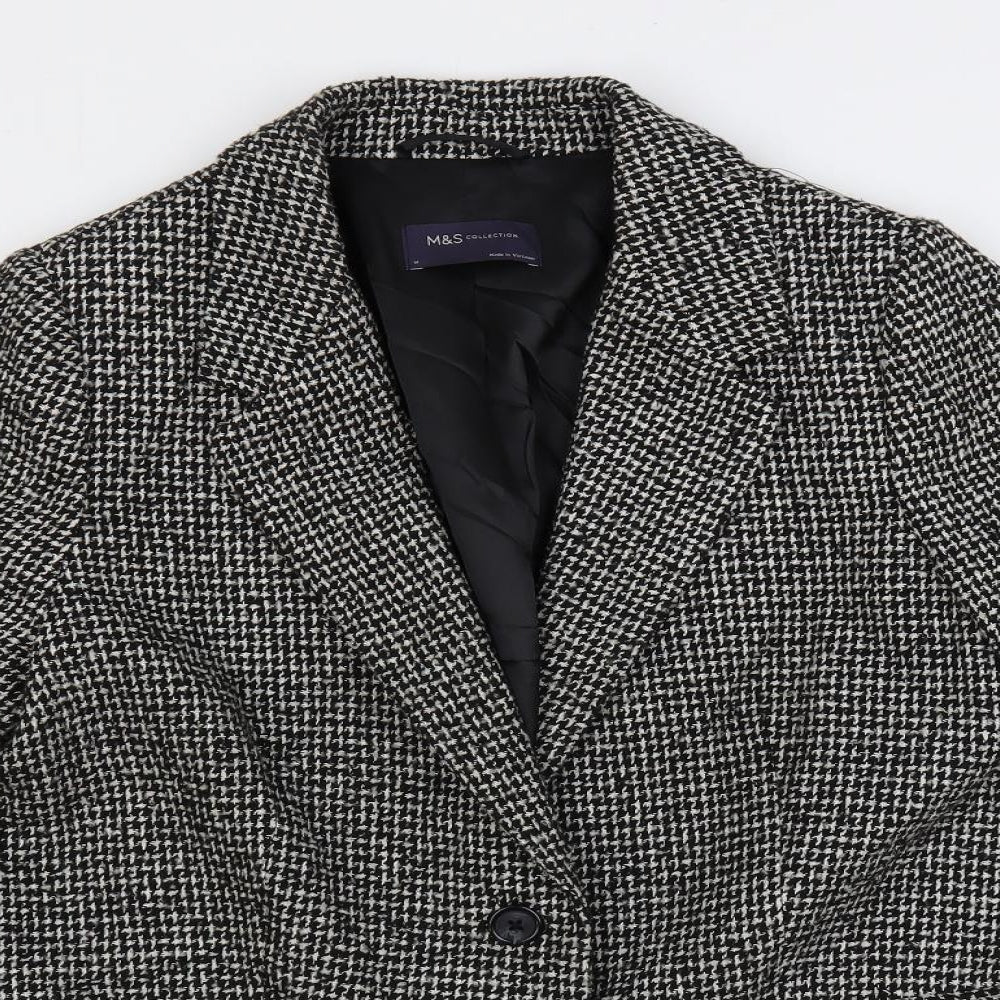 Marks and Spencer Womens Grey Geometric Jacket Blazer Size 14 Button