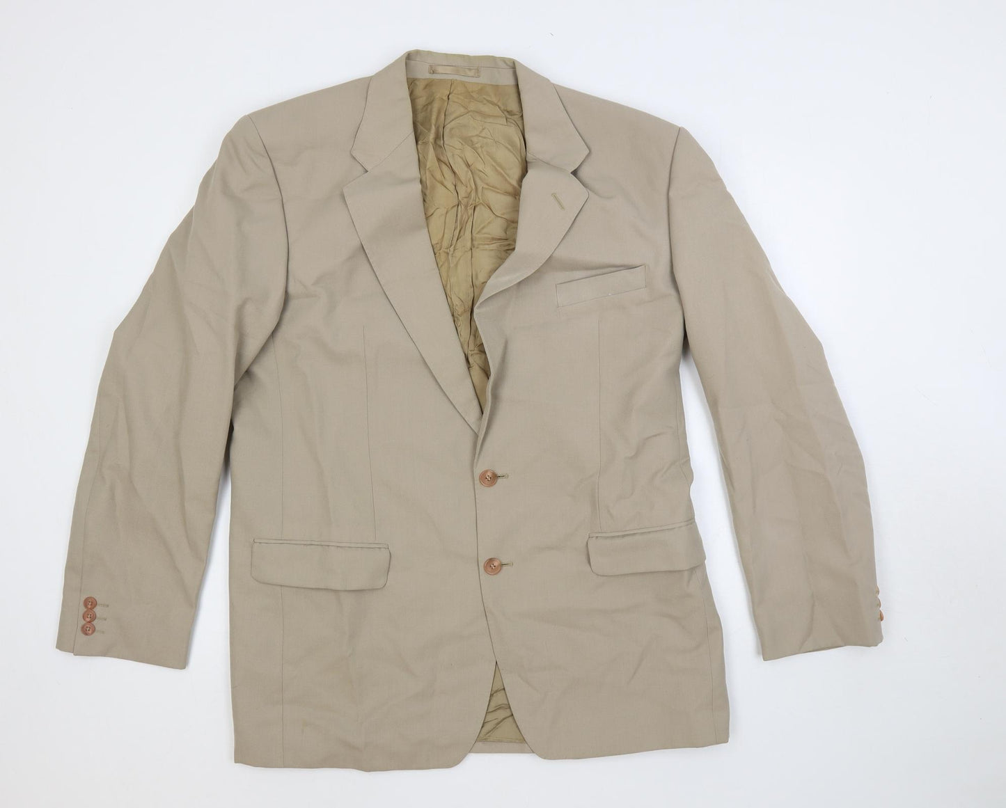 St Michael Mens Beige Polyester Jacket Suit Jacket Size 42 Regular