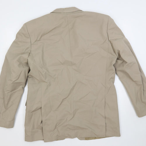 St Michael Mens Beige Polyester Jacket Suit Jacket Size 42 Regular