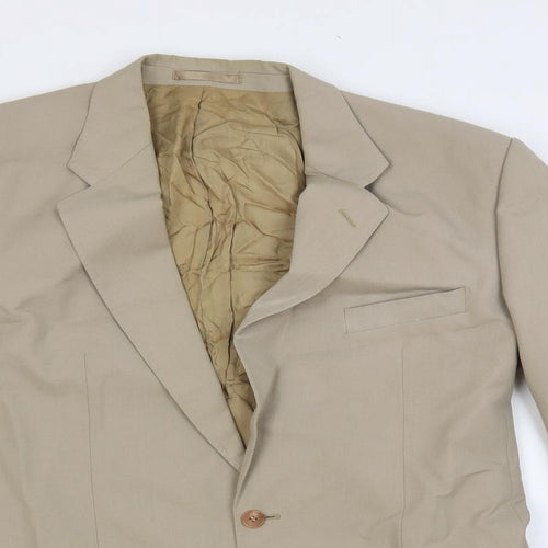 St Michael Mens Beige Polyester Jacket Suit Jacket Size 42 Regular