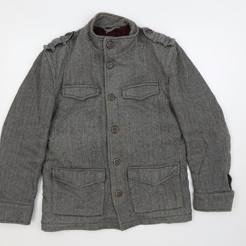 NEXT Mens Grey Herringbone Jacket Size S Button