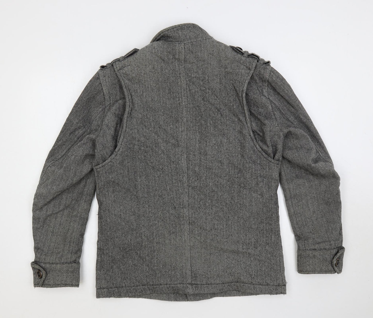 NEXT Mens Grey Herringbone Jacket Size S Button