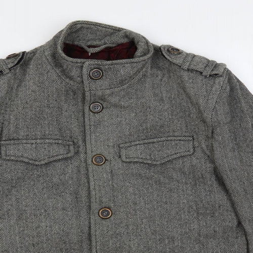 NEXT Mens Grey Herringbone Jacket Size S Button