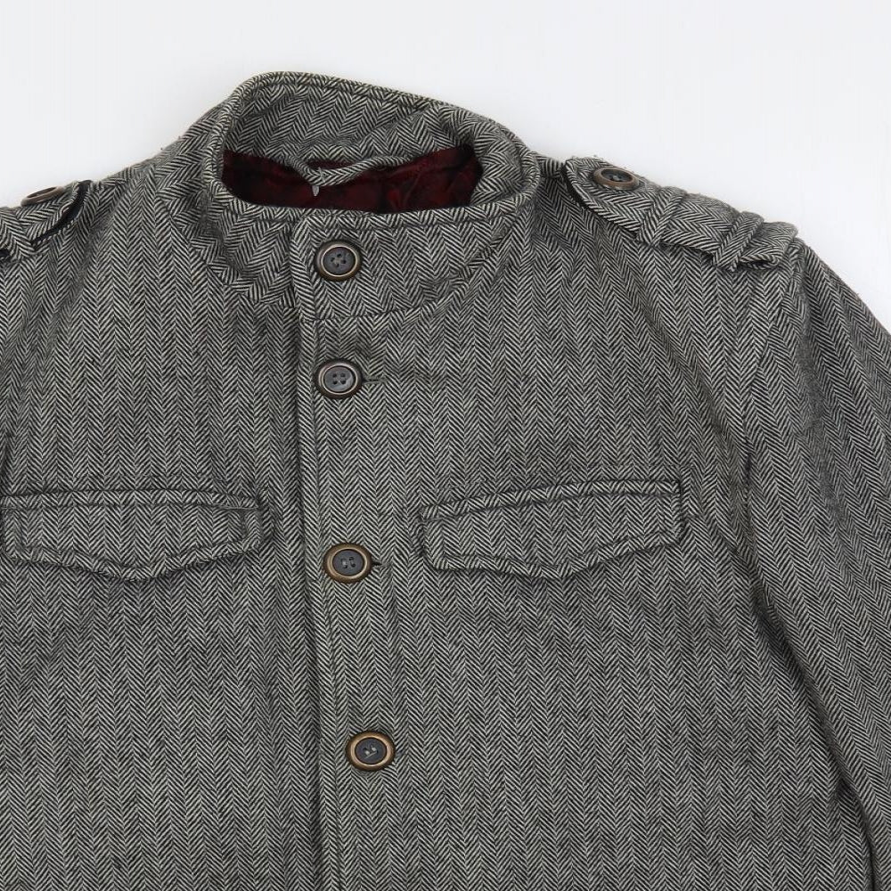 NEXT Mens Grey Herringbone Jacket Size S Button