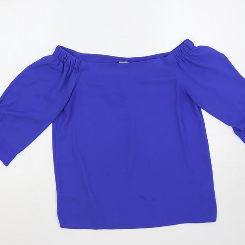 Dorothy Perkins Womens Blue Polyester Basic Blouse Size 10 Off the Shoulder