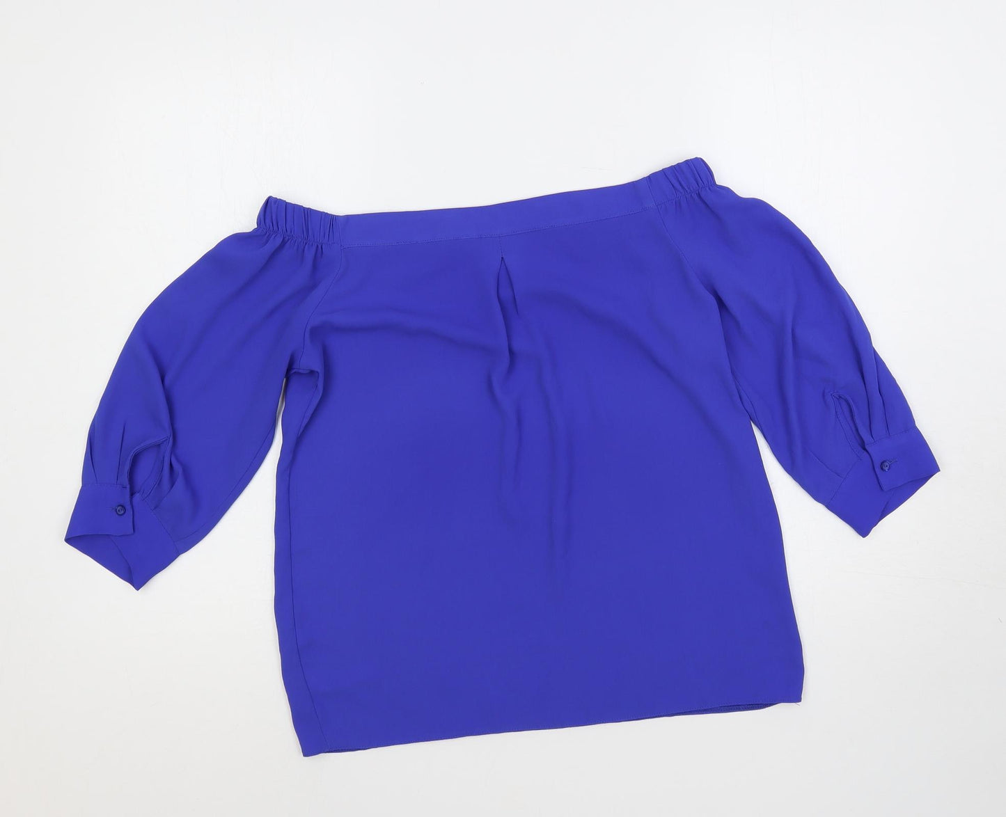 Dorothy Perkins Womens Blue Polyester Basic Blouse Size 10 Off the Shoulder