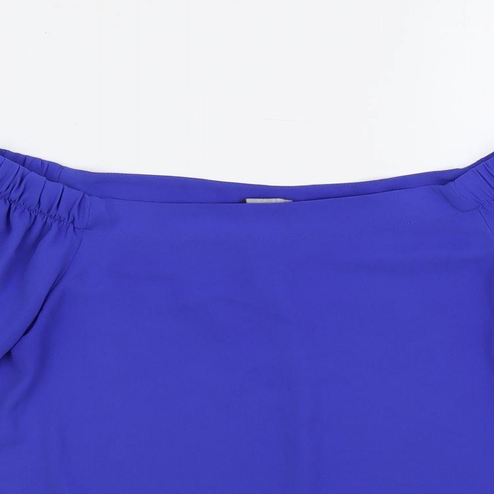 Dorothy Perkins Womens Blue Polyester Basic Blouse Size 10 Off the Shoulder