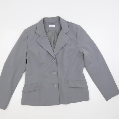 Damart Womens Grey Jacket Blazer Size 12 Button