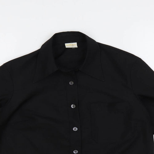 Wibor Womens Black Polyamide Basic Button-Up Size 10 Collared