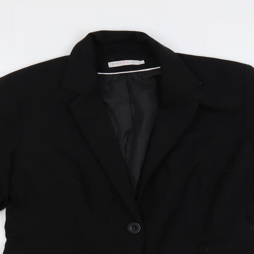 Only Womens Black Jacket Blazer Size 14 Button
