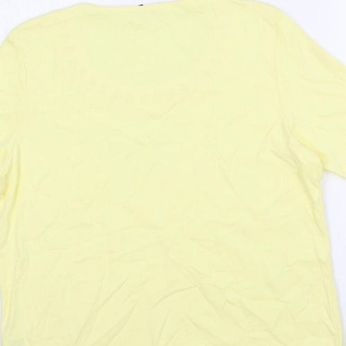Marks and Spencer Womens Yellow Cotton Basic T-Shirt Size 16 Round Neck - Neckline Detail