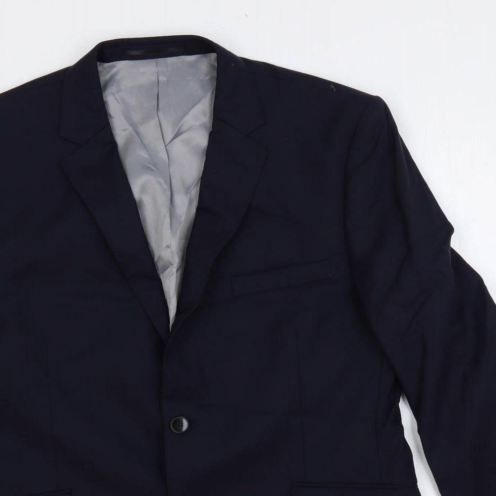 Performance suit Mens Blue Polyester Jacket Suit Jacket Size 42 Regular