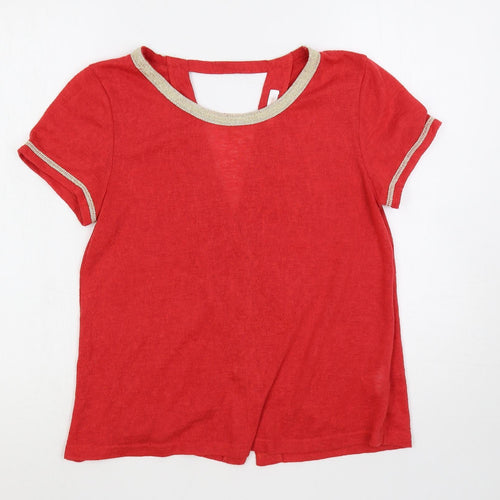 Grace & Mila Womens Red Boat Neck Polyester Pullover Jumper Size S - Contrasting Trim