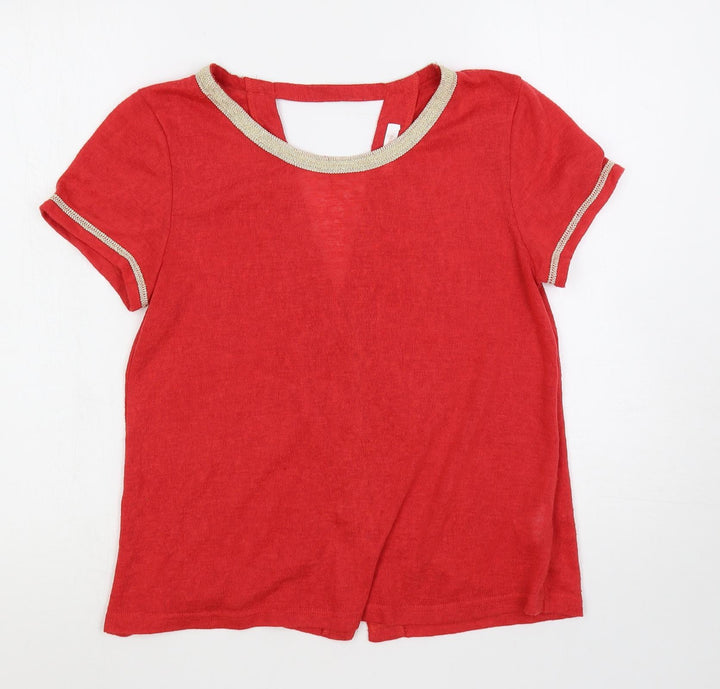 Grace & Mila Womens Red Boat Neck Polyester Pullover Jumper Size S - Contrasting Trim