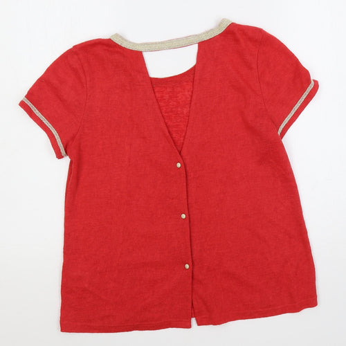 Grace & Mila Womens Red Boat Neck Polyester Pullover Jumper Size S - Contrasting Trim