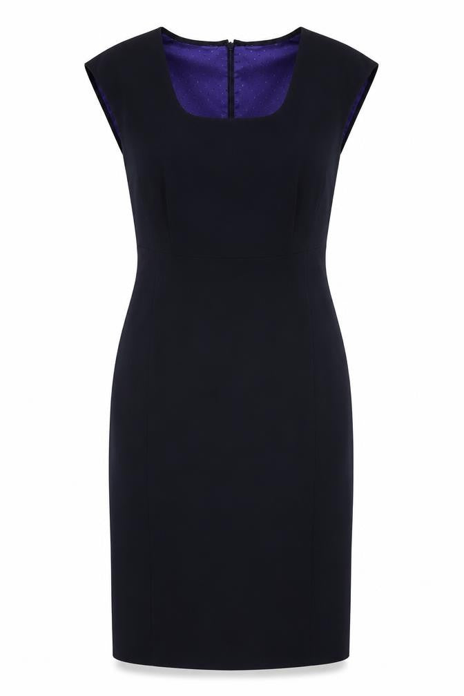 John Lewis Womens Blue Polyester Pencil Dress Size 12 Round Neck Zip