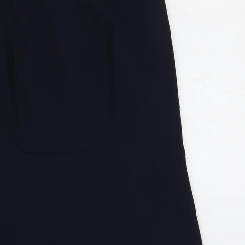 John Lewis Womens Blue Polyester Pencil Dress Size 12 Round Neck Zip