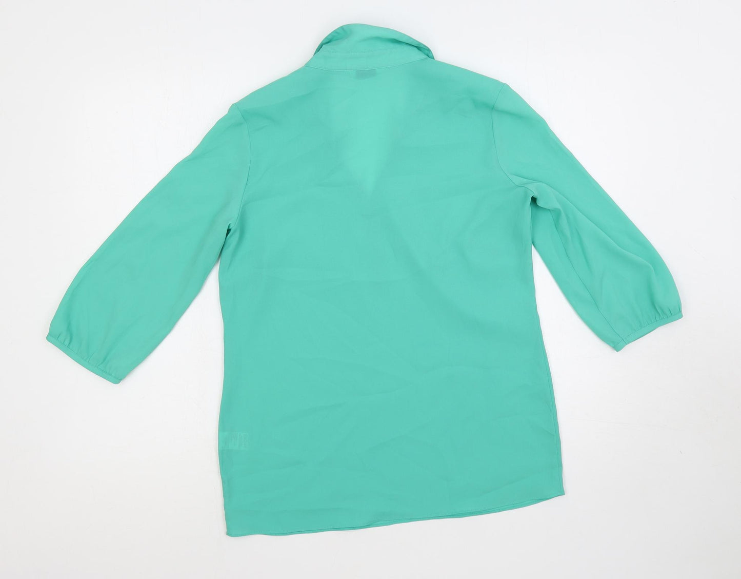 Marks and Spencer Womens Green Polyester Basic Blouse Size 8 Collared