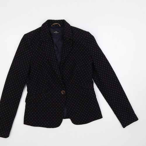 NEXT Womens Blue Geometric Jacket Blazer Size 10 Button
