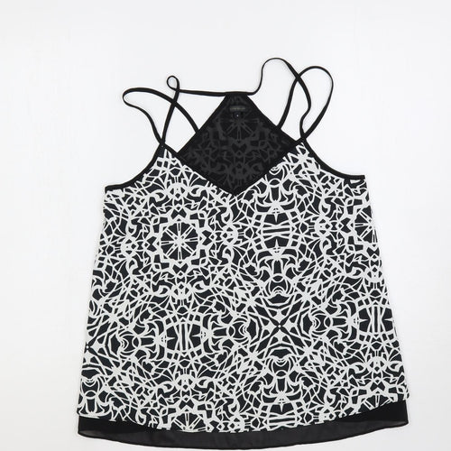 River Island Womens Black Geometric Polyester Camisole Tank Size 8 V-Neck
