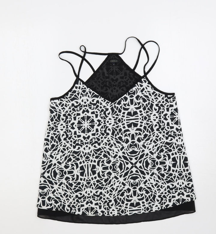 River Island Womens Black Geometric Polyester Camisole Tank Size 8 V-Neck