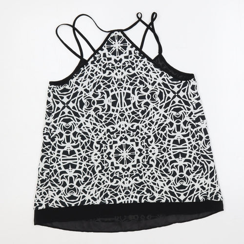 River Island Womens Black Geometric Polyester Camisole Tank Size 8 V-Neck