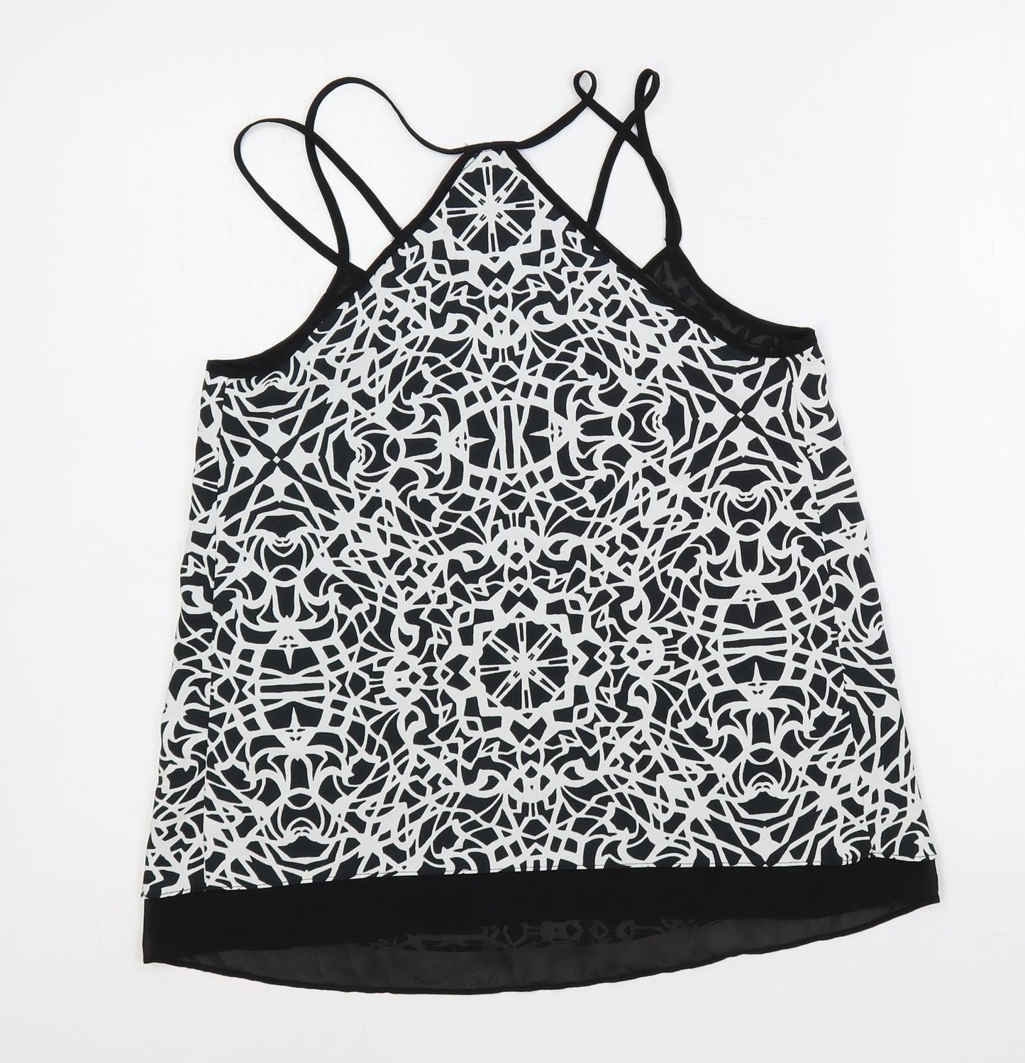 River Island Womens Black Geometric Polyester Camisole Tank Size 8 V-Neck