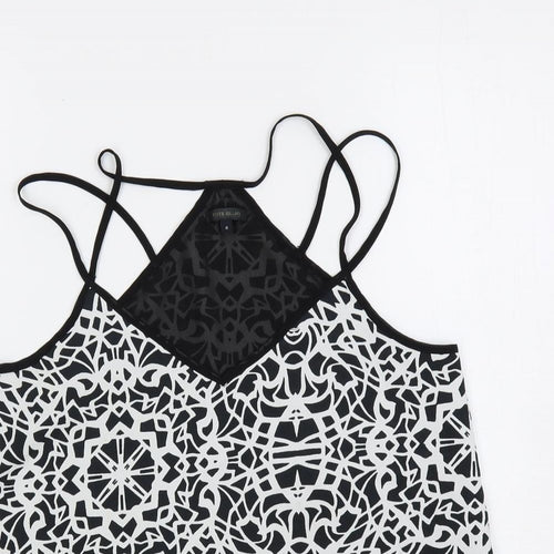 River Island Womens Black Geometric Polyester Camisole Tank Size 8 V-Neck