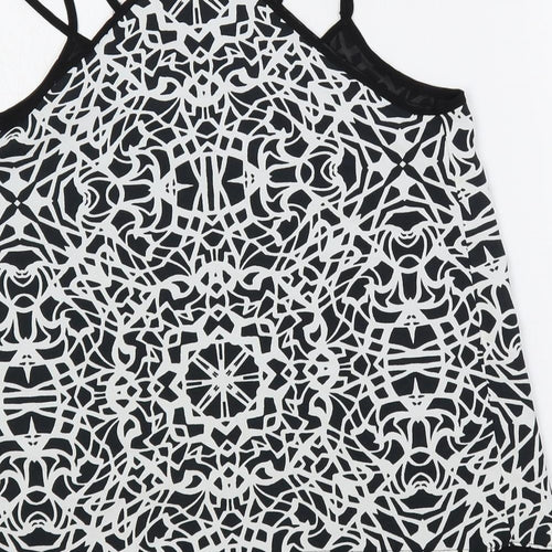 River Island Womens Black Geometric Polyester Camisole Tank Size 8 V-Neck