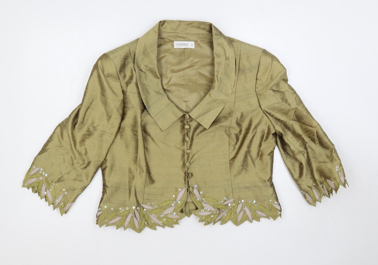 CONDICI Womens Green Jacket Blazer Size 18 Button - Sequin Embroidered