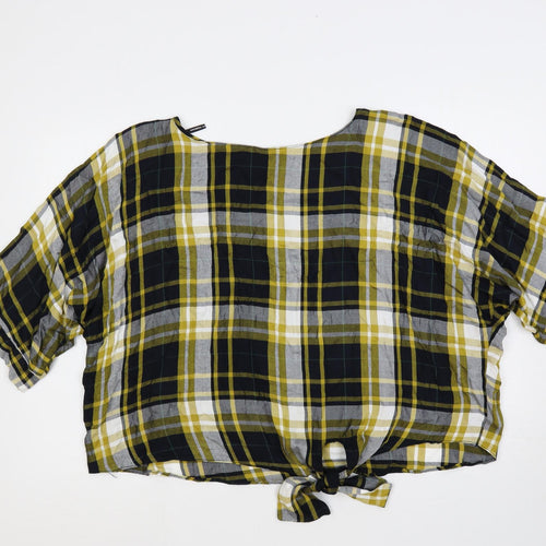 Dorothy Perkins Womens Multicoloured Plaid Viscose Basic Blouse Size 16 Boat Neck - Oversized