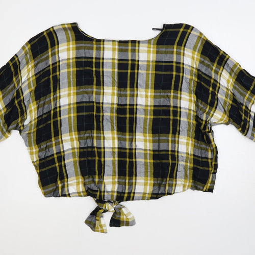 Dorothy Perkins Womens Multicoloured Plaid Viscose Basic Blouse Size 16 Boat Neck - Oversized