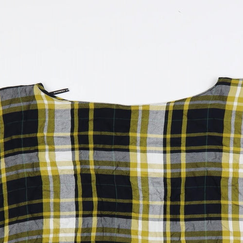 Dorothy Perkins Womens Multicoloured Plaid Viscose Basic Blouse Size 16 Boat Neck - Oversized