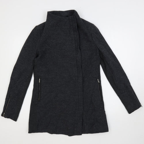 MARCS Womens Grey Biker Coat Size 10 Zip - Zipped Pockets