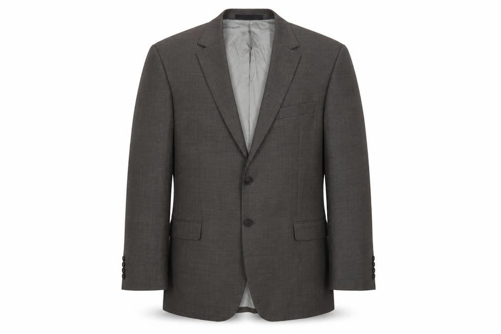 Front view of Marks & Spencer men’s grey wool jacket suit jacket, size 42, regular