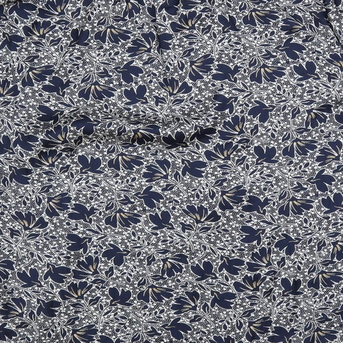 Marks and Spencer Womens Blue Floral Polyester Basic Blouse Size 16 V-Neck