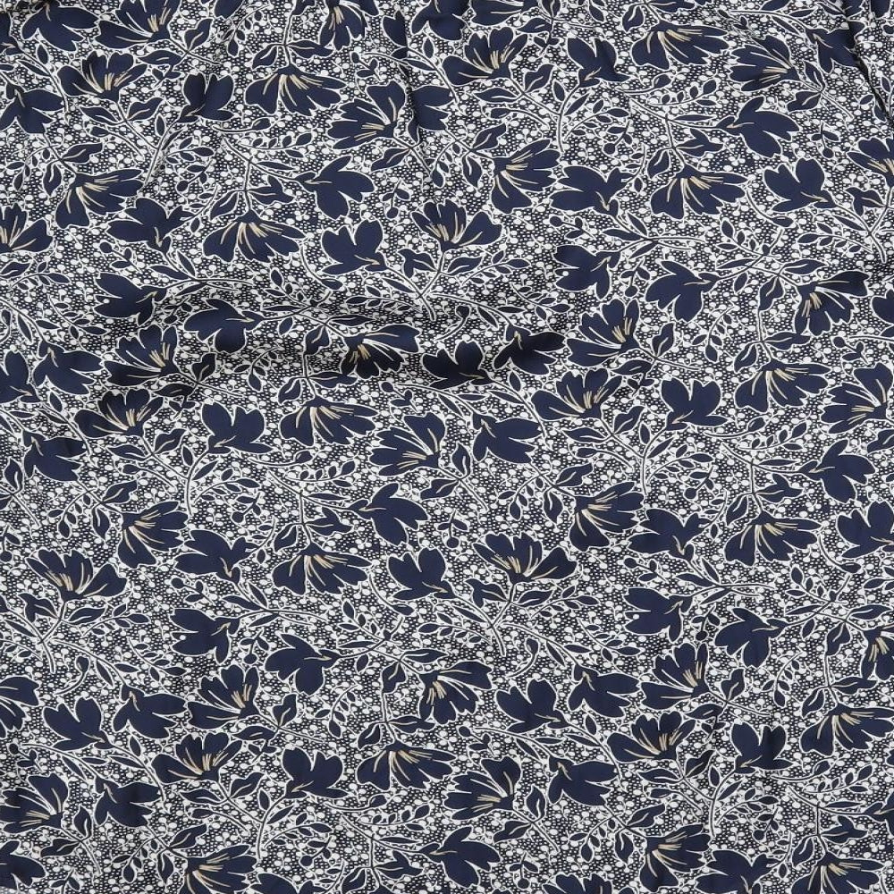 Marks and Spencer Womens Blue Floral Polyester Basic Blouse Size 16 V-Neck